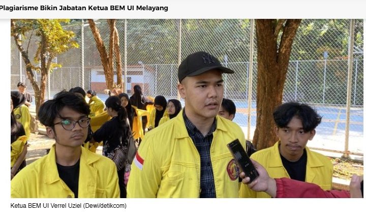 Ketua BEM UI Verrel Uziel (Tangkapan Layar)