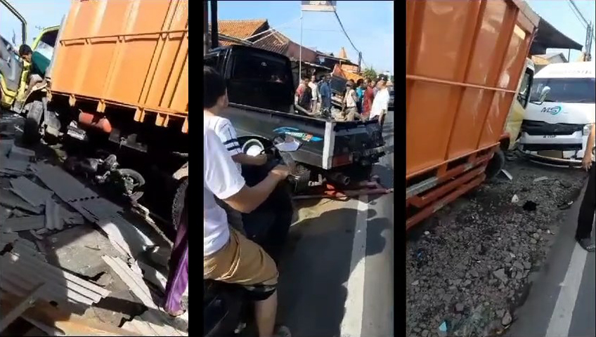 Kolase kecelakaan di jalan Rajagaluh, Majalengka (Tangkapan Layar)