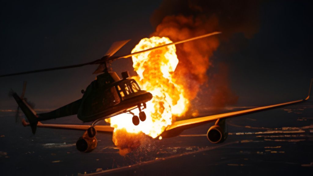 Ilustrasi Tabrakan Pesawat American Airlines dan Helikopter Black Hawk (Tangkapan Layar)