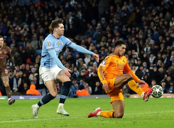 Liga Champions - Babak Knockout Playoff - Leg Pertama - Manchester City v Real Madrid - Stadion Etihad, Manchester, Inggris - 11 Februari 2025 Jude Bellingham dari Real Madrid mencetak gol ketiga mereka (Sumber : REUTERS/Phil Noble)