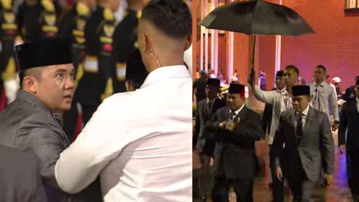 Sekretaris Kabinet Teddy Indra Wijaya kembali menjadi perbincangan saat Presiden Prabowo Subianto menyambut Presiden Turkiye Recep Tayyip Erdoga. Paspampres langsung lipat payung. (Sumber : Youtube/ Sekretariat Presiden)