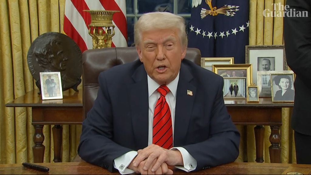 Tangkapan Layar - Trump Tegaskan Gencatan Senjata Gaza jika sandera Israel tidak dilepaskan (Youtube/The Guardians)