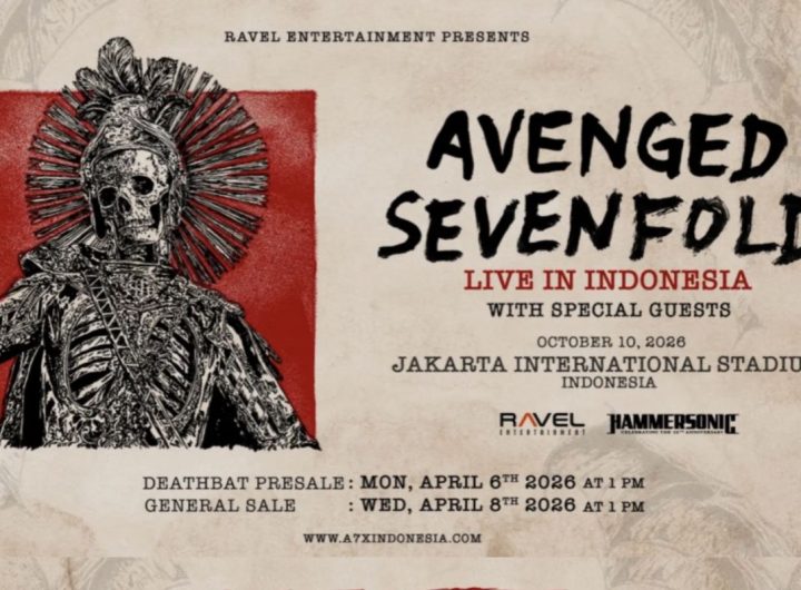 Poster resmi konser Avenged Sevenfold di Jakarta yang akan digelar 10 Oktober 2026. (Sumber Foto : Ravel Entertainment)