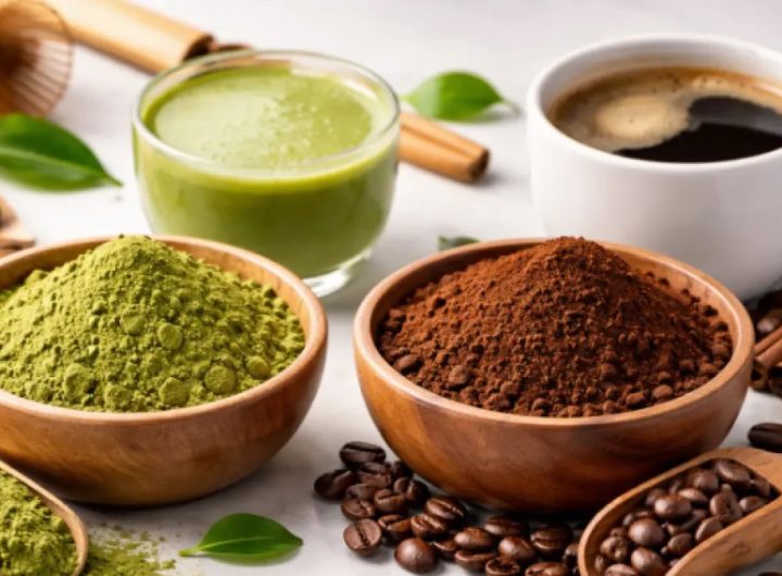 Bubuk kopi dan matcha (Ilustrasi AI)