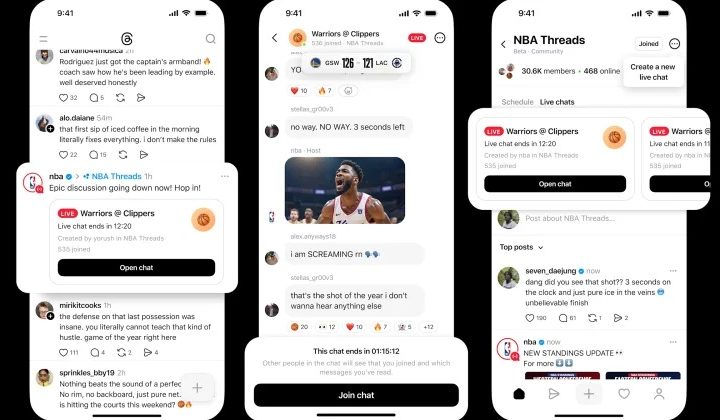 Fitur live chats di Threads hadirkan percakapan langsung antar pengguna (Foto: Meta)