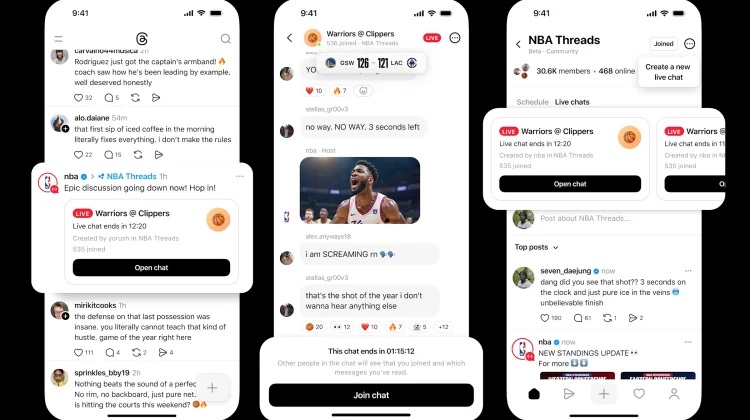Fitur live chats di Threads hadirkan percakapan langsung antar pengguna (Foto: Meta)