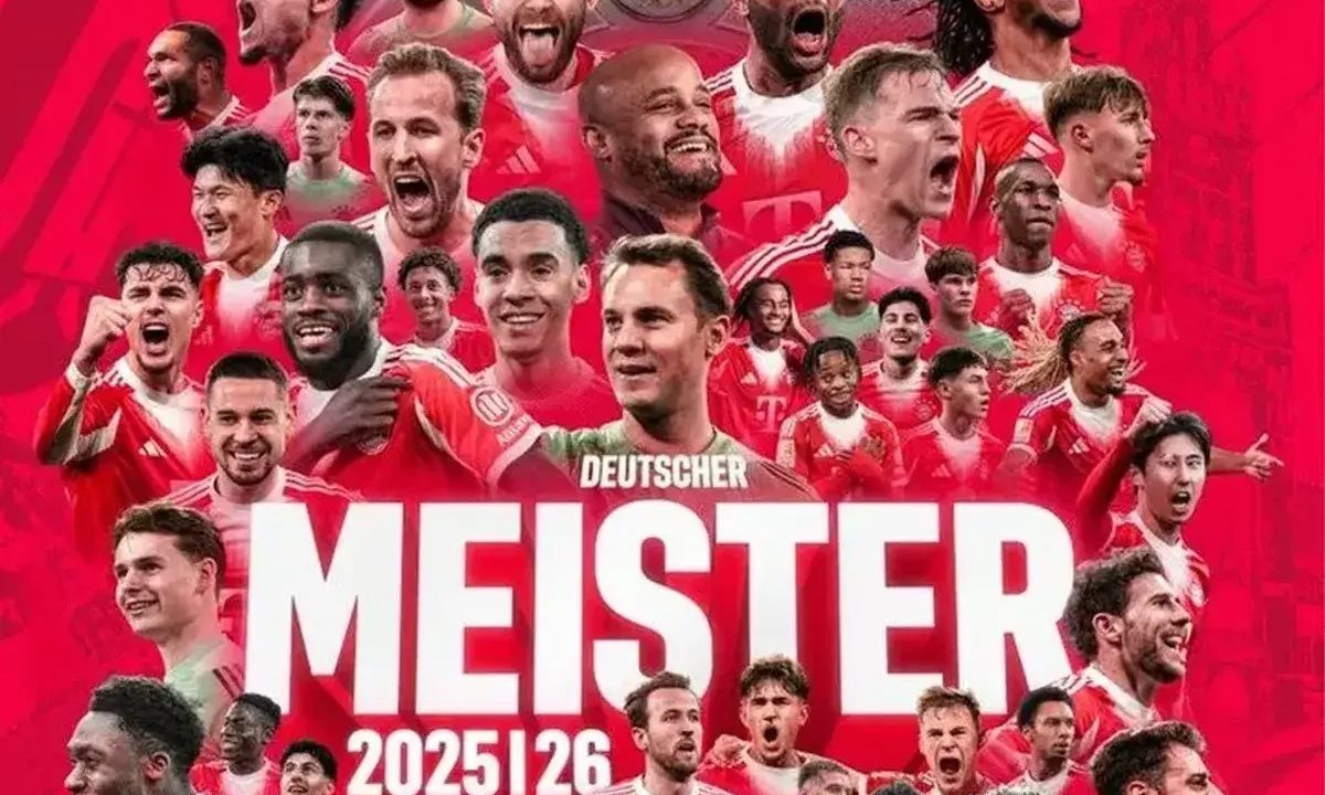 Bayern Munchen memastikan diri sebagai juara Liga Jerman atau Bundesliga 2025/2026 setelah mengalahkan Stuttgart 4-2 pada pekan ke-30 di Allianz Arena, Minggu, 19 April 2026 malam WIB. (X/@FCBayern)