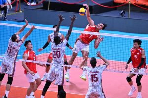 Timnas voli putra Indonesia meraih kemenangan dramatis 3-2 atas Qatar dalam laga Grup B AVC Cup Men 2026, Senin (22/6/2026).(PBVSI)