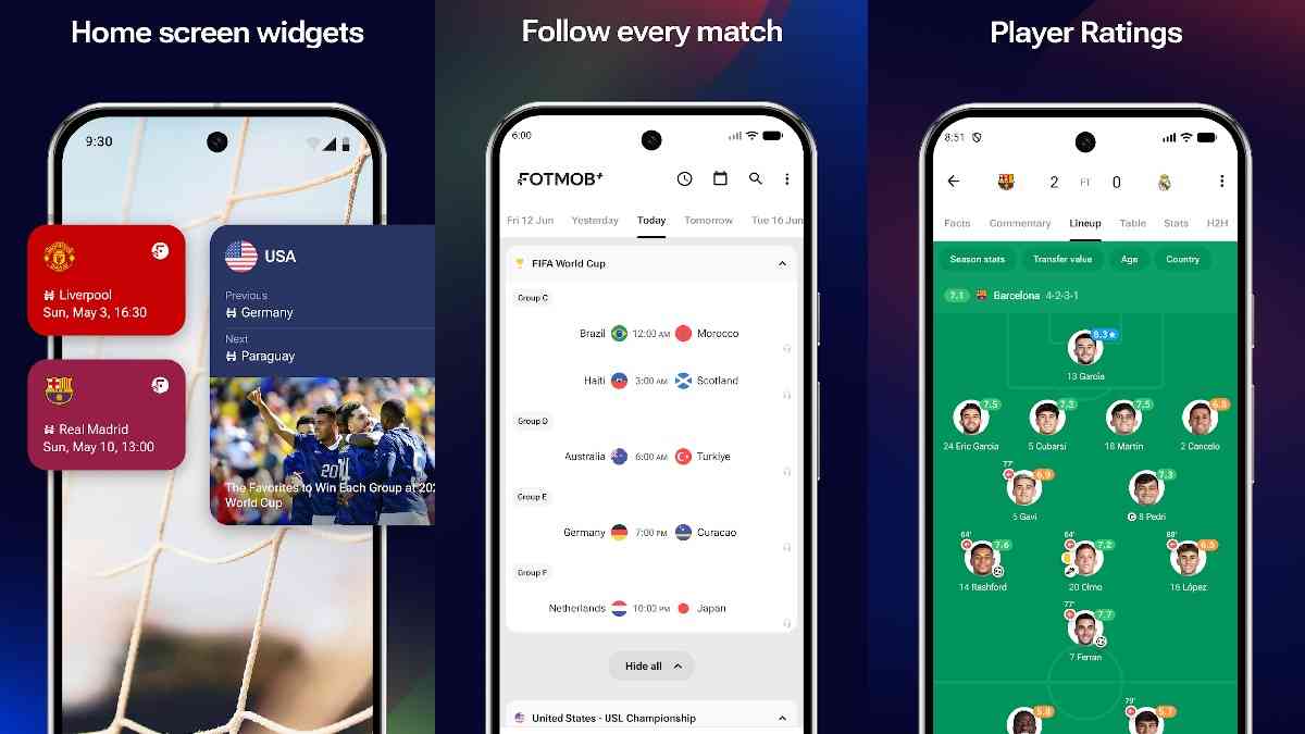 Aplikasi FotMob Android hadirkan berbagai informasi detail tentang dunia sepak bola. (Sumber Foto: Google Play/Istimewa.)