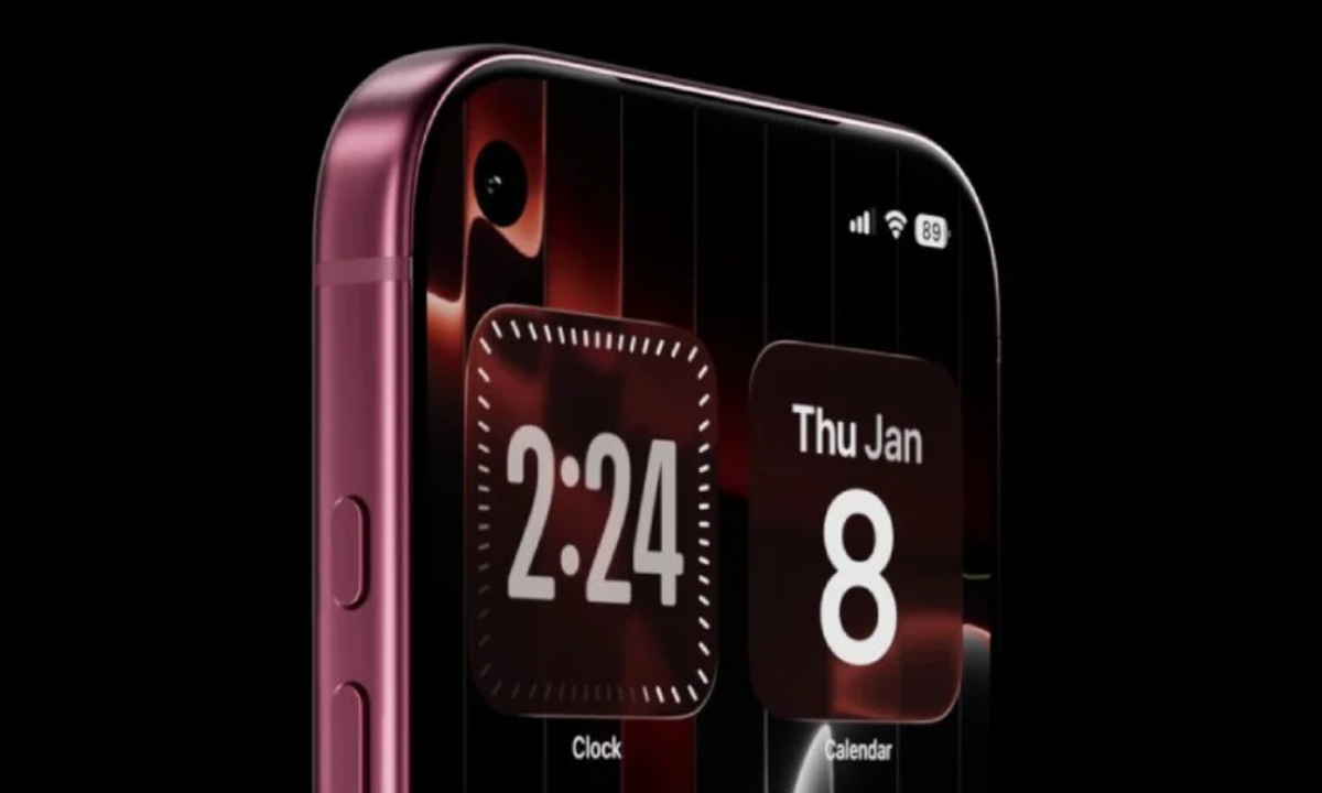 Render kamera depan iPhone 18 Pro. Kamera selfie diklaim berpindah ke sudut kiri atas layar dan tampil dalam satu lubang kecil. (Tangkapan Layar)