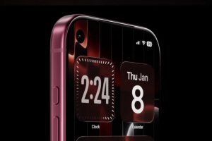 Render kamera depan iPhone 18 Pro. Kamera selfie diklaim berpindah ke sudut kiri atas layar dan tampil dalam satu lubang kecil. (Tangkapan Layar)