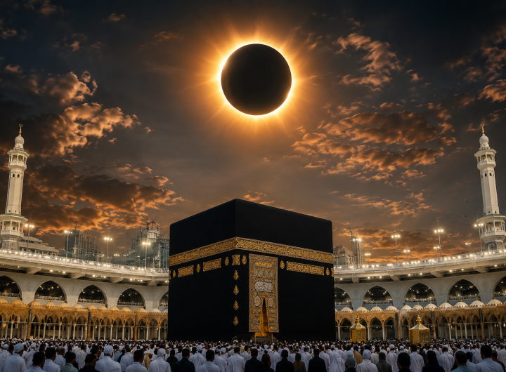 Gerhana Matahari Total 2 Agustus 2026, Ka'bah di Mekah Akan Gelap Gulita (Sumber Foto : Chat GPT)