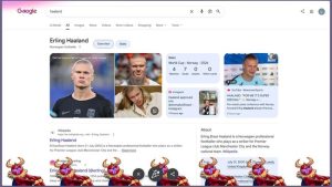 Google menampilkan animasi viking row saat pengguna mencari nama pemain Timnas Norwegia Erling Haaland (Foto: Tangkapan layar Google Search)