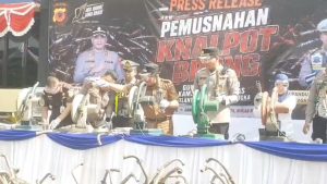 Pemusnahan Knalpot Brong, Hasil Razia Akan Dijadikan Museum (Foto : Darfan)