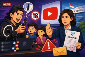 Ilustrasi komdigi menegur youtube karena promosi vape ke anak-anak (Sumber Foto : Buatan AI)