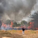 Kebakaran hebat terjadi di area lahan kosong di Kecamatan Talun, Kabupaten Cirebon (Foto : Darfan)