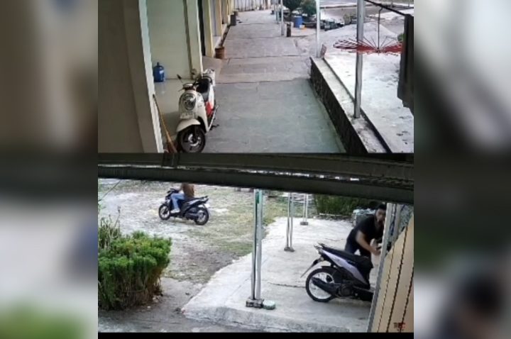Aksi Pencurian Sepeda Motor di Kontrakan di Majalengka Terekam Kamera CCTV (Tangkapan Layar)